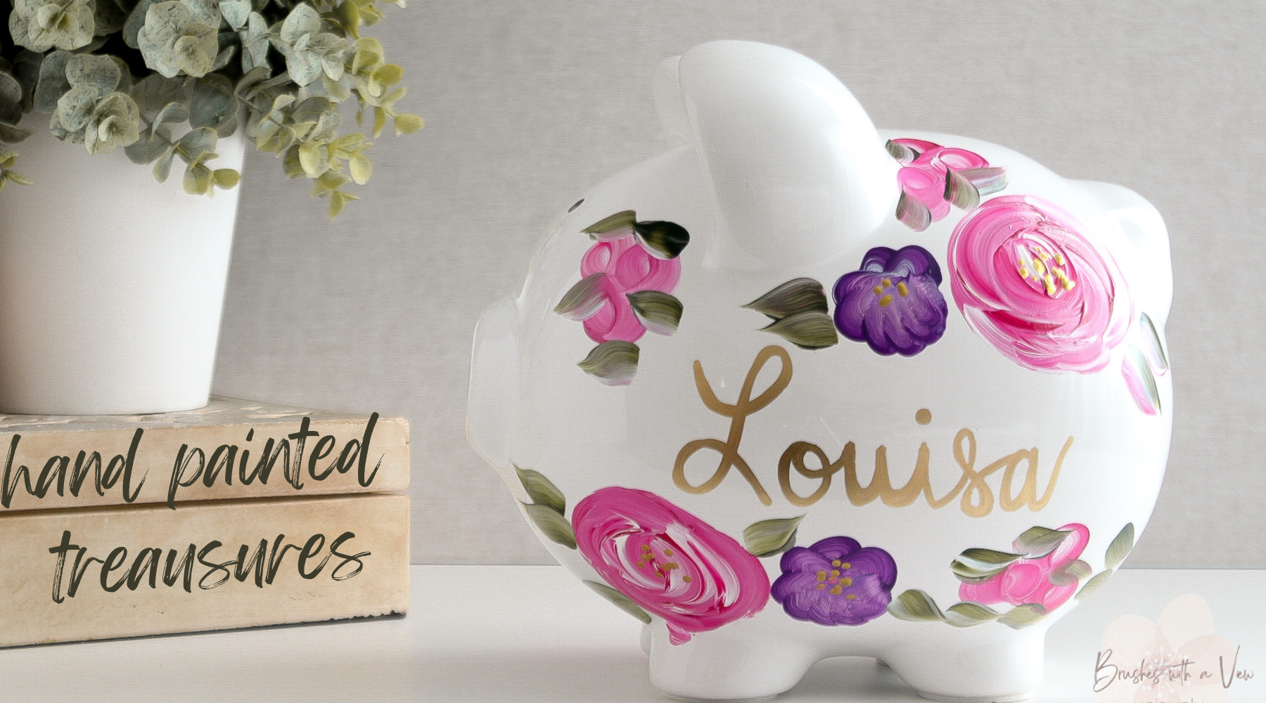 hand painted custom personalized piggy banks brushes with a view 