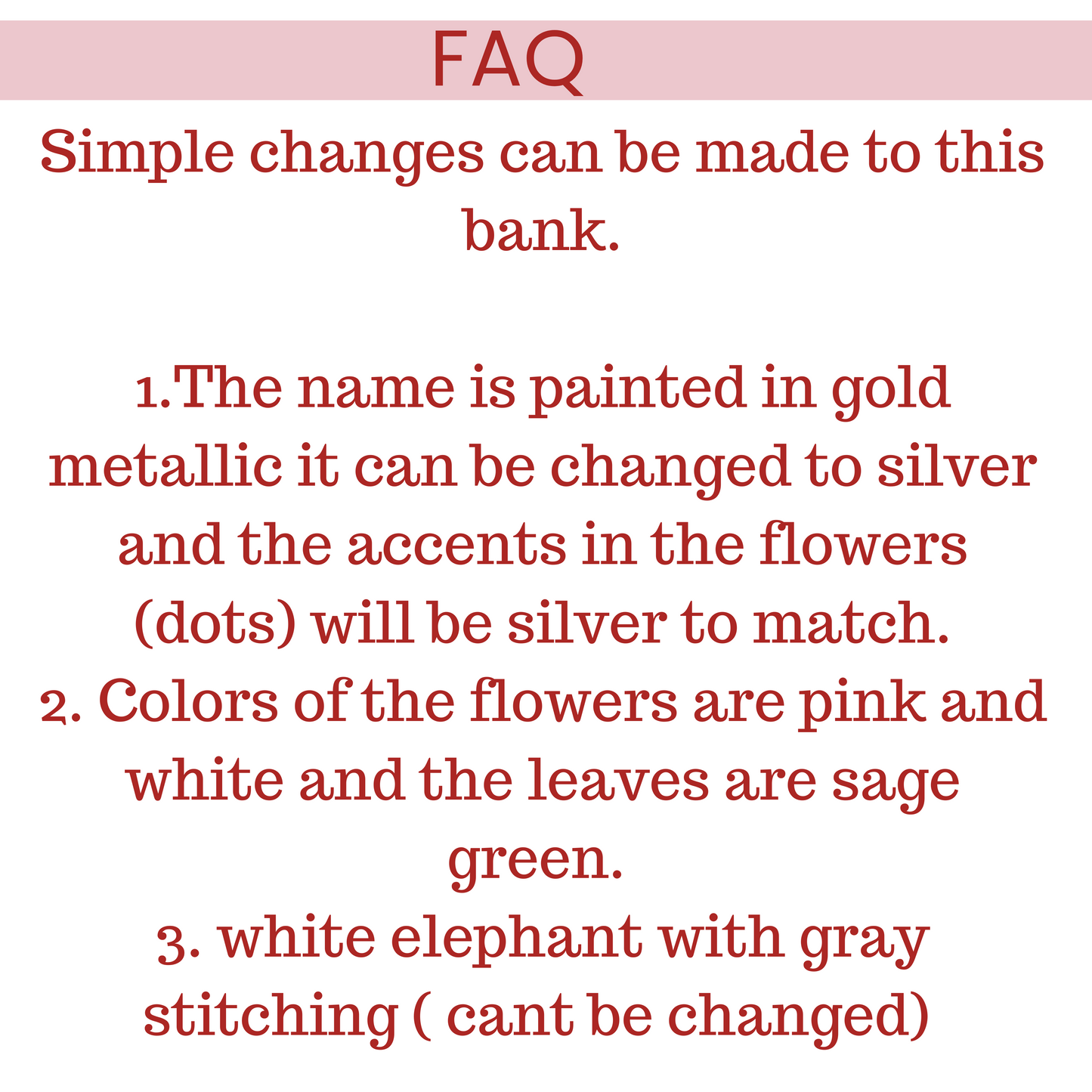 Hand-Painted Elephant Piggy Bank - Pink Floral Personalized Baby Girl Gift