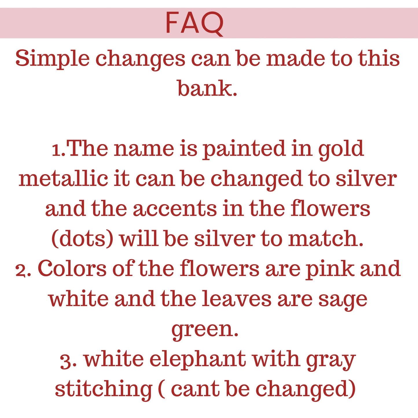 Hand-Painted Elephant Piggy Bank - Pink Floral Personalized Baby Girl Gift