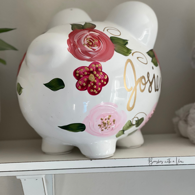 hand painted personalized piggy bank for for girls