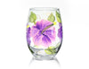 Hibiscus Hand painted Stemless Wine Glass, 15 oz. - Brushes with a View