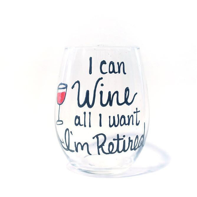 Retirement Gift for Women, Hand Painted Retirement Wine Glass – Brushes  with a View