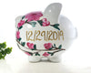 Personalized Pink Flower Piggy Bank, Large Ceramic