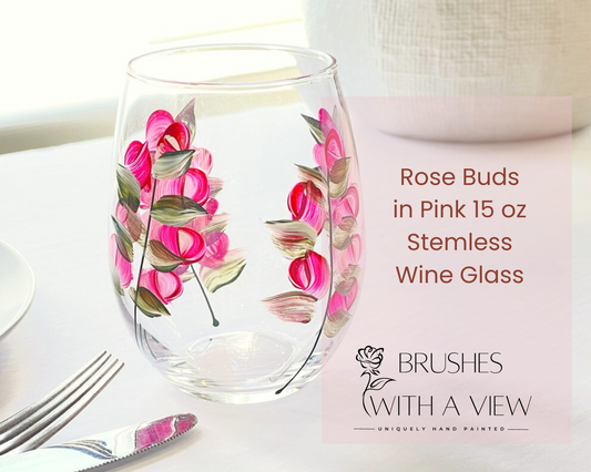 Exquisite Hand-Painted Stemless Wine Glasses - Elegant Rose Designs for Every Occasion"