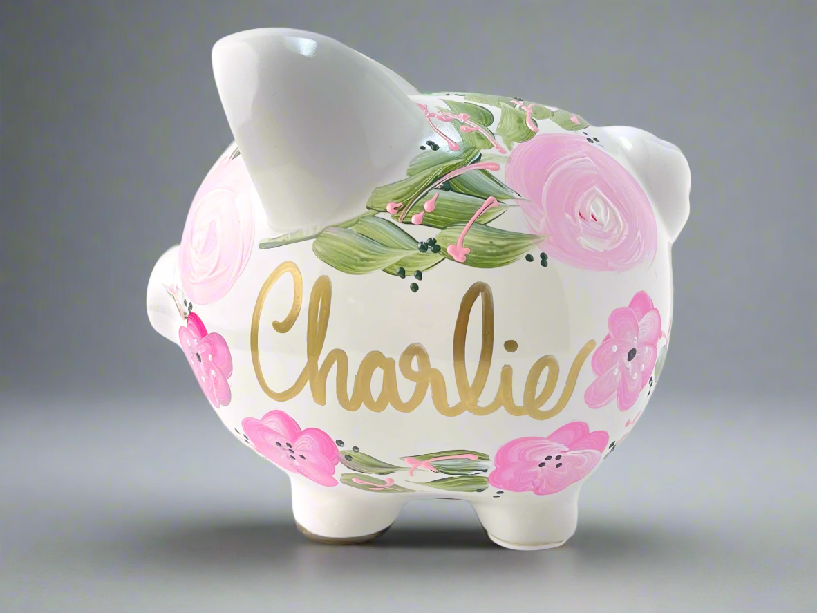 Personalized piggy bank hot pink piggy banks for girls birthday Easter gifts custom piggy bank gifts Christmas gift from grandma 