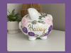 Purple and Pink Custom Hand Painted Boho Flowers Piggy Bank - Personalized Pink Flowers