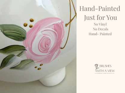 Personalized June Birth Flower Piggy Bank – Hand-Painted Pink Rose