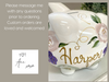 Personalized Piggy Bank Purple and Sage Green Flowers - Hand Painted