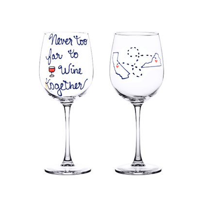 Long Distance Wine Glass - Hand Painted | Mother Daughter, Friends, Sisters