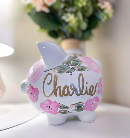 piggy bank personalized hand painted brushes with a view 