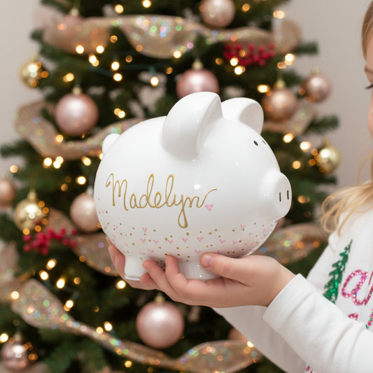 Personalized Hand-Painted Piggy Bank for Baby Nursery Decor-Ceramic Piggy Bank