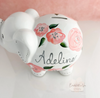 Boho Painted  Peach Elephant Piggy Bank, Baby Girl Gift, Personalized Piggy Bank for Girls