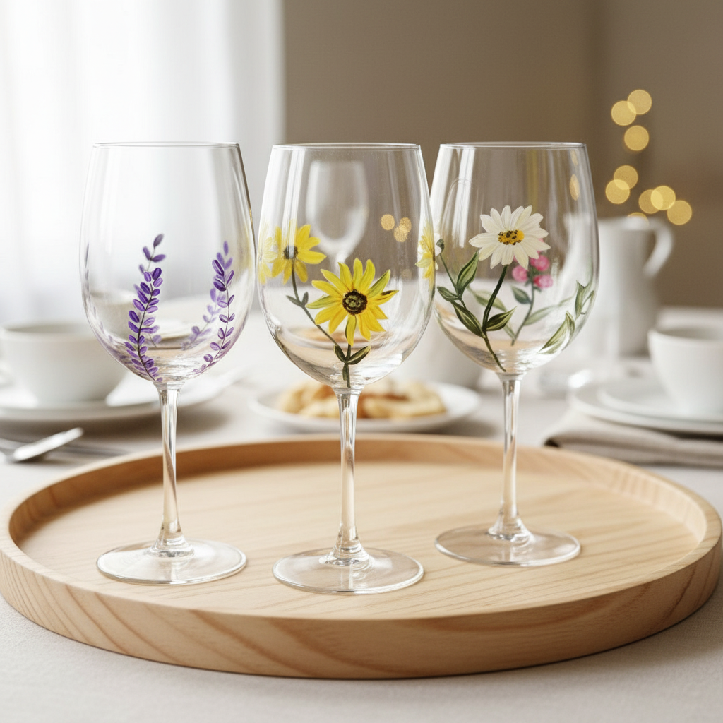 Wine glasses elegant brunch setting