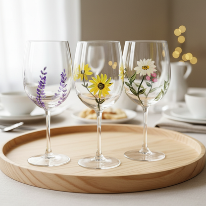 Wine glasses elegant brunch setting