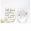 Long Distance Best Friend Wine Glass Stemmed or Stemless, Gold Metallic