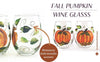 Pumpkin Wine Glasses - Fall wine glasses Set of 2 -Choose Stemmed or Stemless