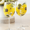 Sunflower Wine Glass Hand Painted Stemmed Set of 2 - Brushes with a Vie