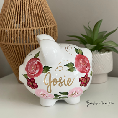 hand painted personalized piggy bank for for girls