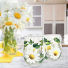 White Daisy Stemless Wine Glasses- Set of 2- Daisy Decor - 15 oz Hand Painted Stemless Wine Glasses