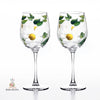 White Daisy Flower Wine Glasses- Set of 2 - 12 ounce  Stemmed or 15 ounce Stemless Wine Glass Set