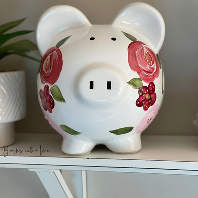 hand painted personalized piggy bank for for girls