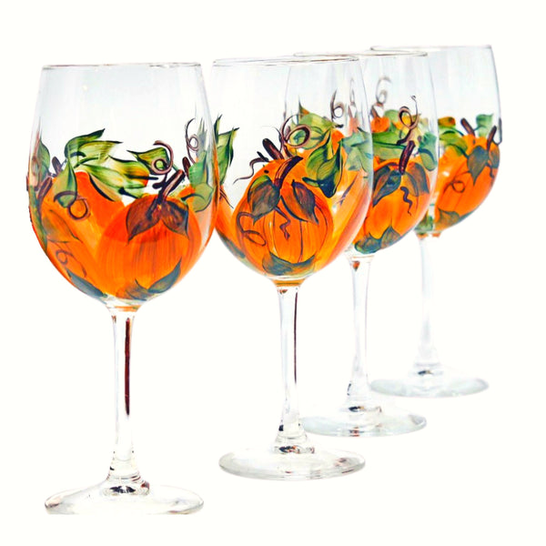 Buy Fall Wine Glasses - Hello Half Glitter & Pumpkin Glass online