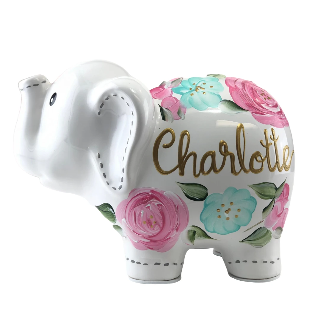 Baby girl online elephant piggy bank