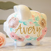 Large BOHO PAINTED PIGGY Bank, Baby Girl Gift, Personalized Piggy Bank for Girls