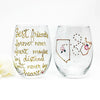 Long Distance Best Friend Wine Glass Stemmed or Stemless, Gold Metallic