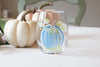 Harvest Pumpkin, Shades of blue  Hand-Painted Stemless Wine Glass