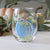 Harvest Pumpkin, Shades of blue  Hand-Painted Stemless Wine Glass 