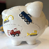 Personalized Hand Painted Construction themed Piggy Bank