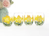 Yellow Daffodil Flower Stemless Wine Glasses- Set of 4 - Hand Painted