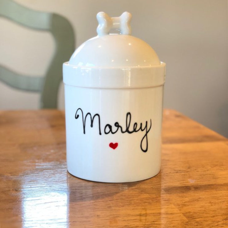 Personalized dog treat top jar with name