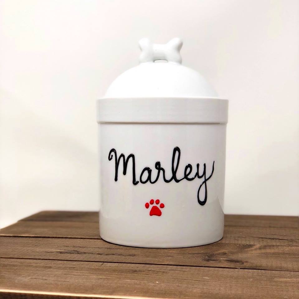 Personalized Pet Treat Jar Small Customized with Dogs Name