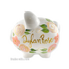 Peach and pink personalized piggy bank hand painted