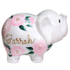 Personalized Elephant Piggy Bank, Pink Floral Baby Girl