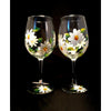 Daisy Painted Wine Glasses - Stemmed or Stemless - Brushes with a View