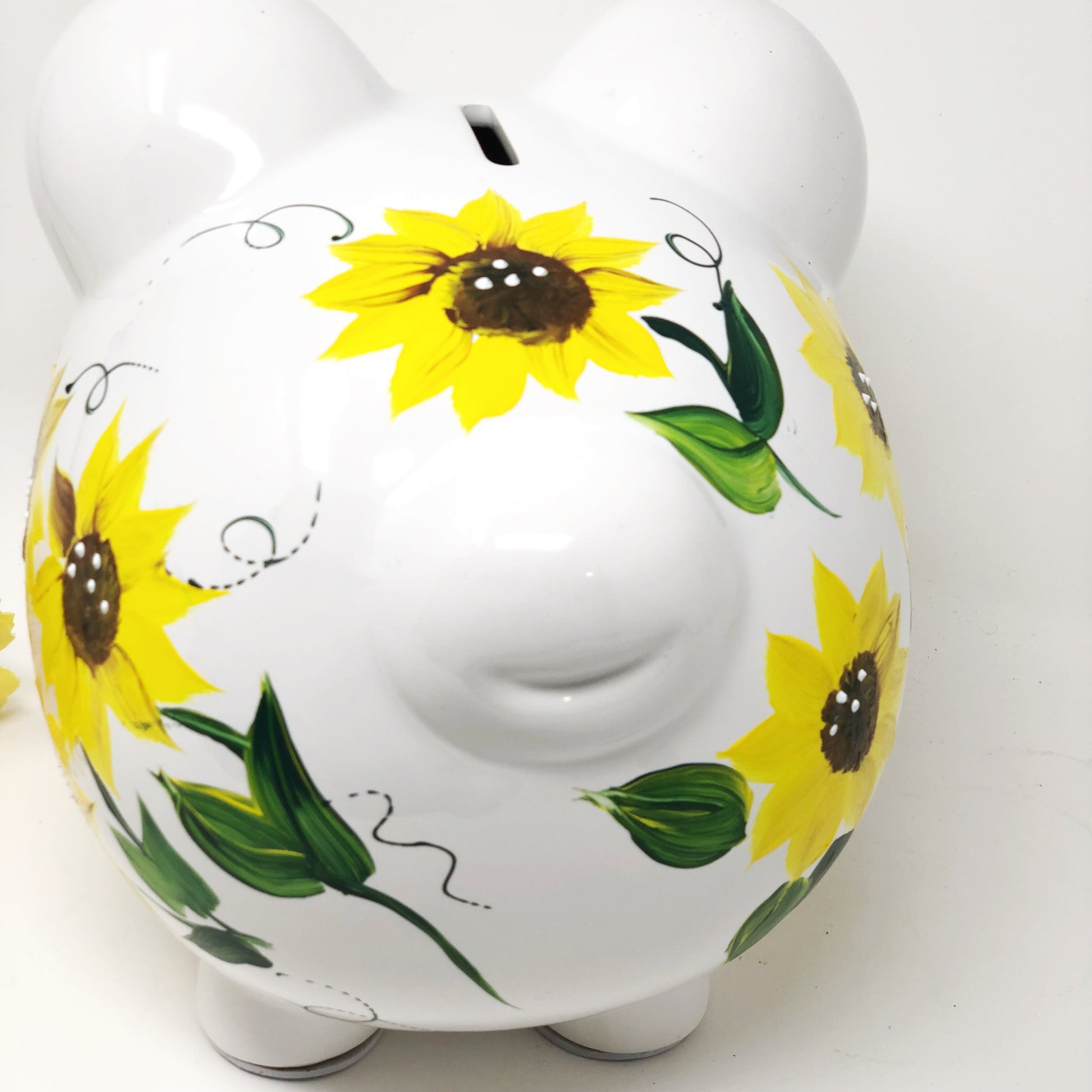 Sunflower Piggy Bank, Hand Painted 