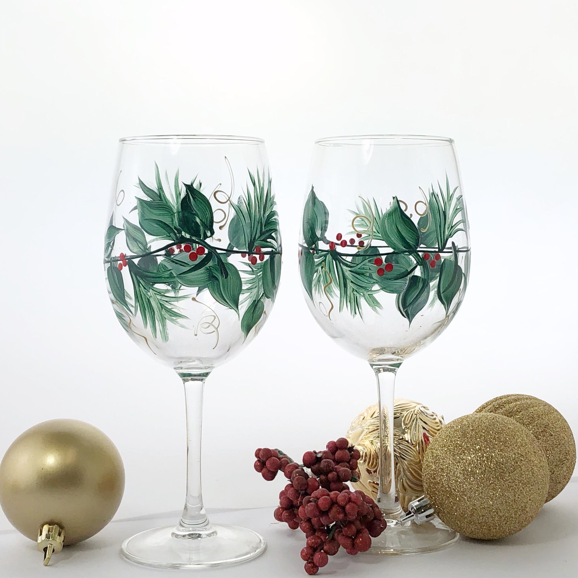 Seasonal Hand Painted Wine Glasses 