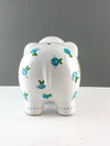Personalized Elephant Piggy Bank with Teal Blue Flowers