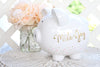 Personalized Hand Painted Piggy Bank with gold and pink hearts