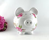 Personalized  Piggy Bank, Floral Baby Girl - Brushes with a View