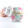 Personalized Elephant Piggy Bank, Floral Baby Girl