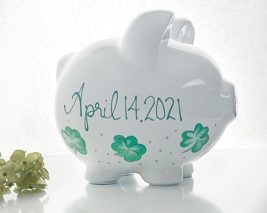 PERSONALIZED SHAMROCK PIGGYBANK 