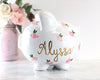 Large Personalized Piggy Bank For Girls - Pink Flowers