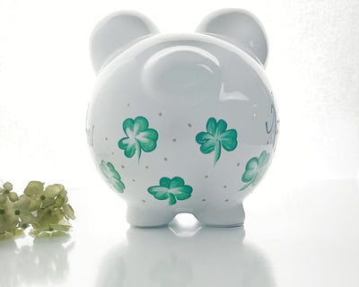 IRISH SHAMROCK HAND PAINTED PIGGY BANK