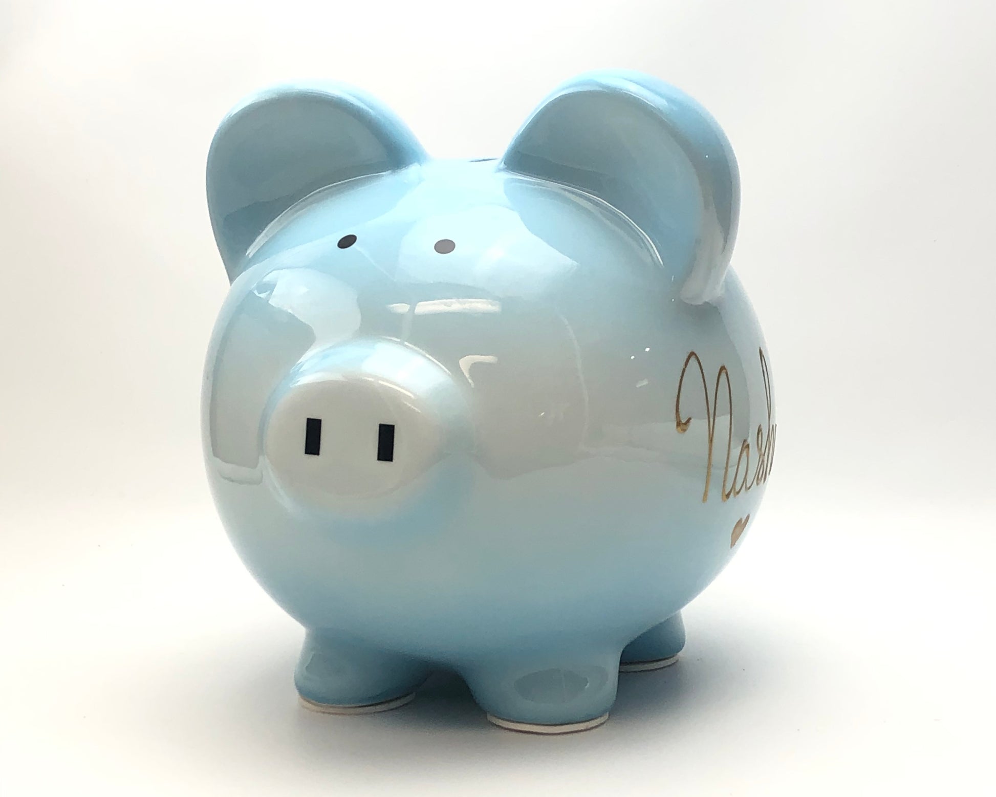 Personalized Blue Ombre Ceramic Piggy Bank for Boys - Brushes with a View 