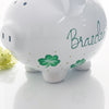 Shamrock Irish Piggy bank,Hand Painted Personalized