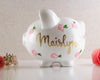 Large Personalized Piggy Bank For Girls - Pink Flowers